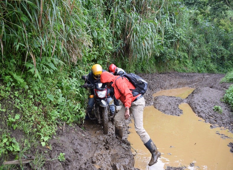 Des zones d intervention souvent difficiles d accès pour les équipes suite au délabrement de la route, Sud Kivu
